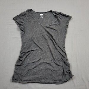 Old Navy Maternity Dark Charcoal Heather V Neck Ruched Side T Shirt Size S